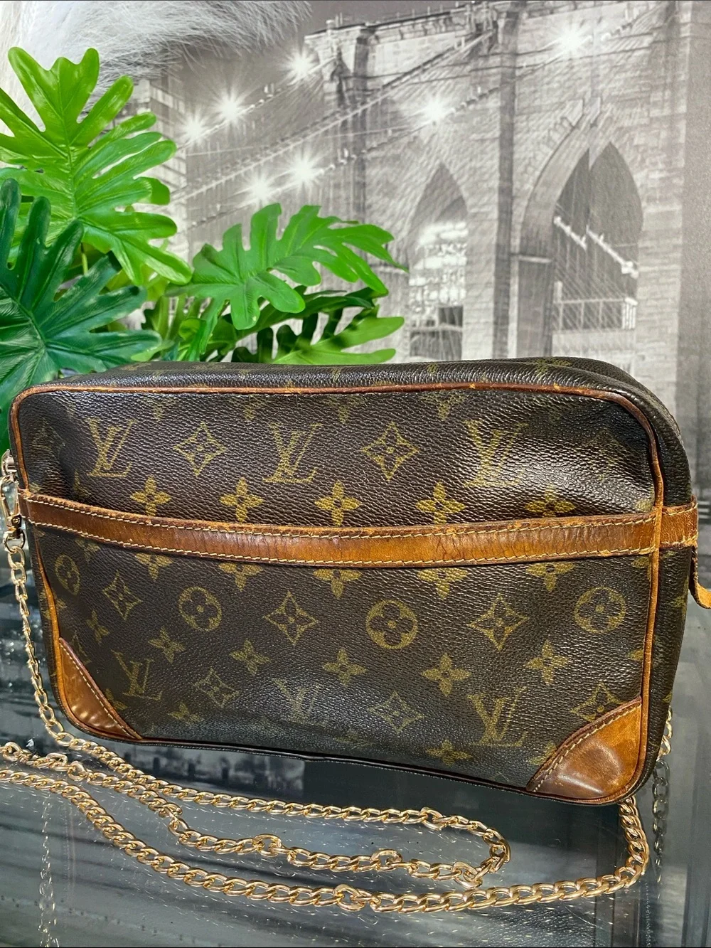 Authentic Louis Vuitton Vintage Monogram Cosmetic Converted Crossbody Bag